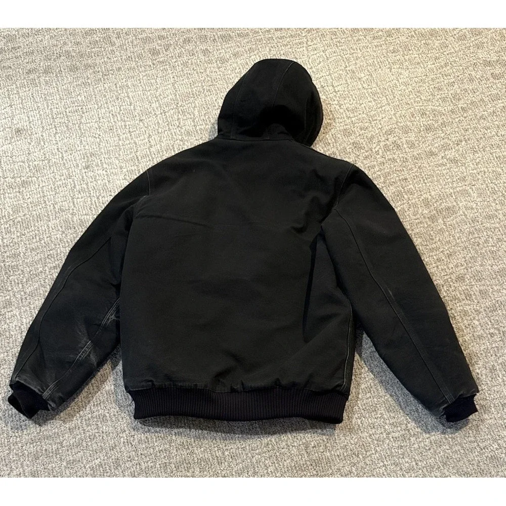 Vintage Carhartt‎ Active Black Quilt Liner Hooded Jacket Workwear Med Tall